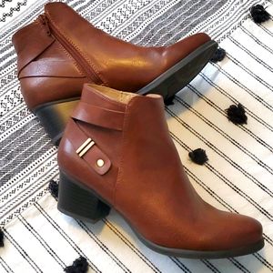 Brown faux leather booties